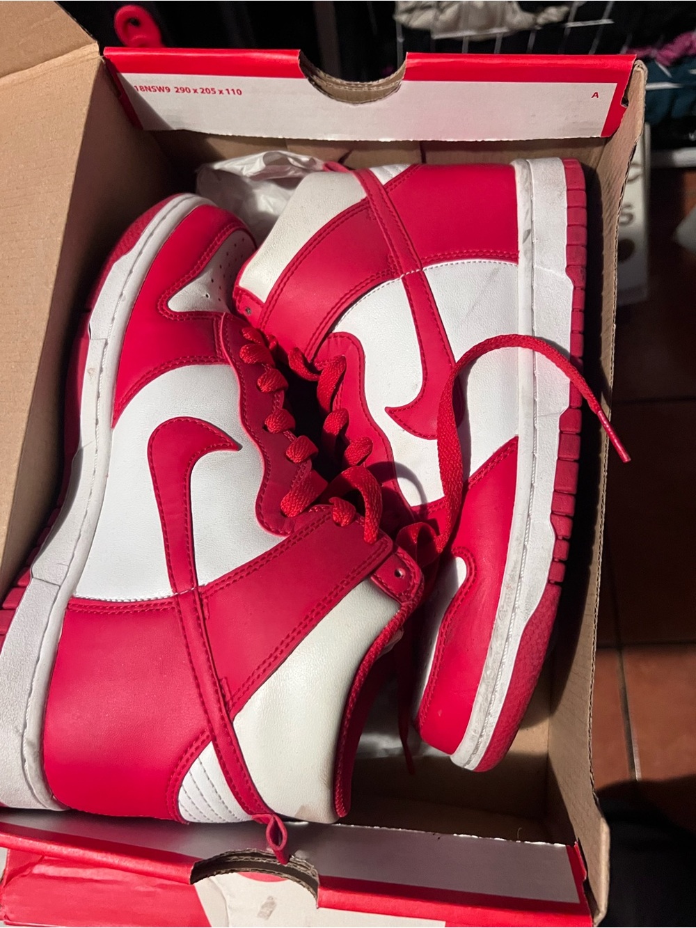 Nike Red and White High-Top Sneakers